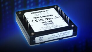 200W and 300W half-brick DC-DC converters have a 43 to 160Vdc input for railway power systems